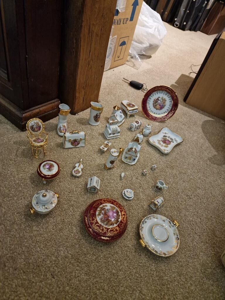 Limoges Minature Figurines And Plates, Job Lot Sold Together
