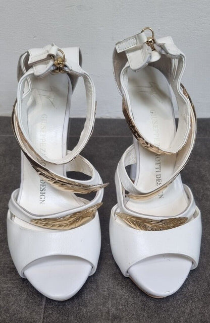 Giuseppe Zanotti Women's White Gold Leaf Heals Size 37
