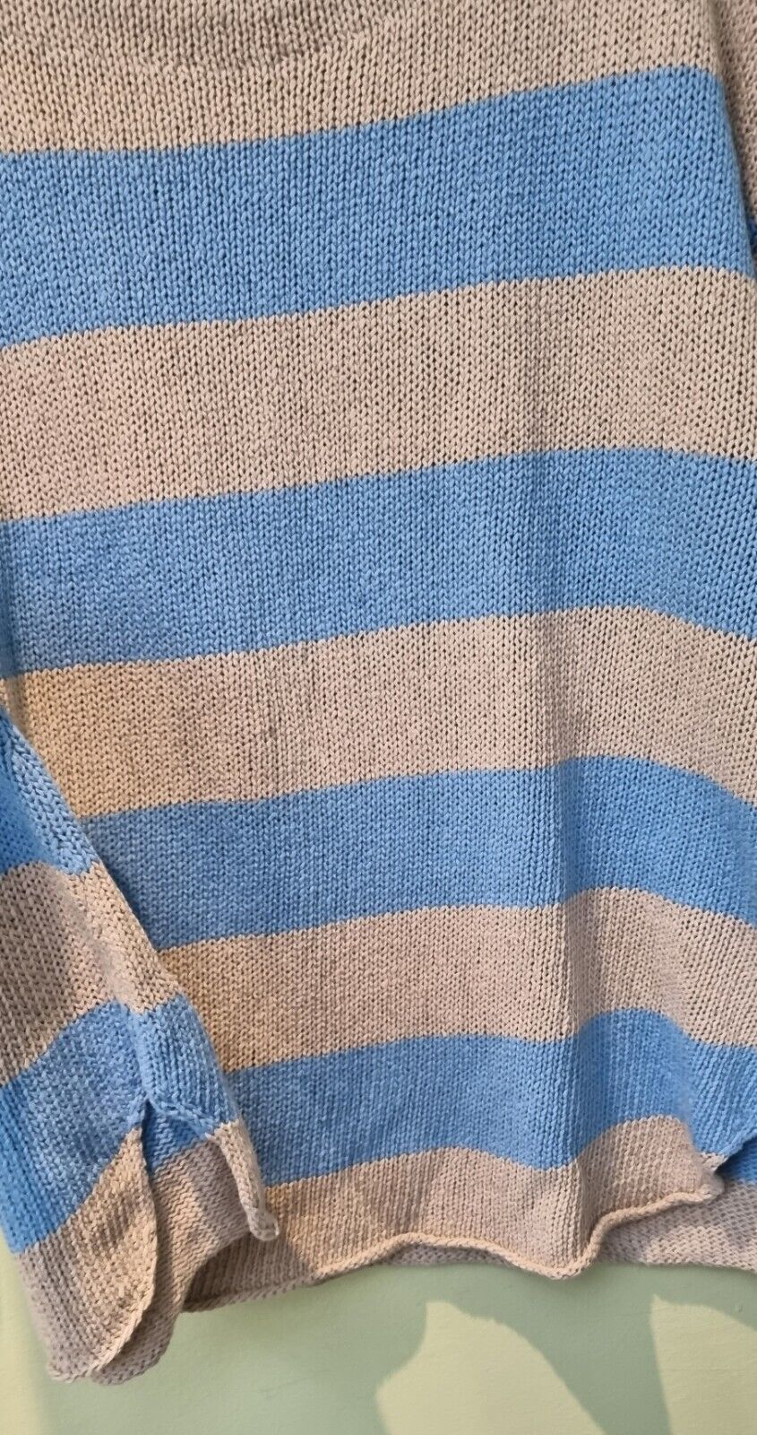 Malene Birger Women's Linen Mix Stripy Blue Jumper Size  XL