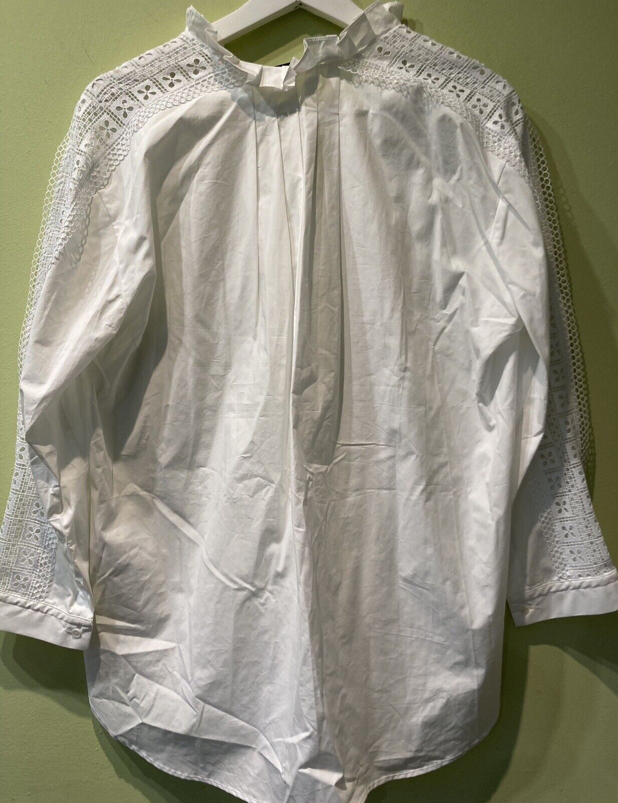 Sandro  Women's Blouse With Lace, Long Sleeved Over Sized, 100% Cotton Size S