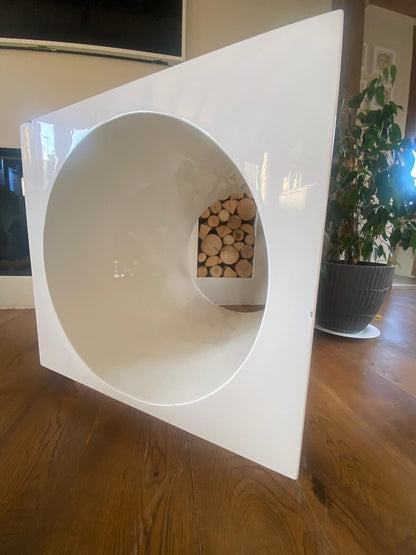 Two White Gloss Designer Side Tables Designed By Katherine Pooley