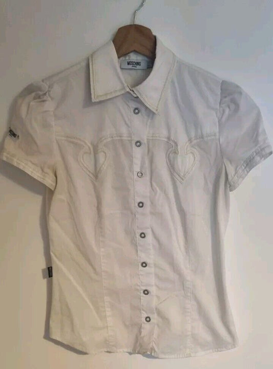 Moschino Jeans Women's Ivory Fitted Blouse Size 42