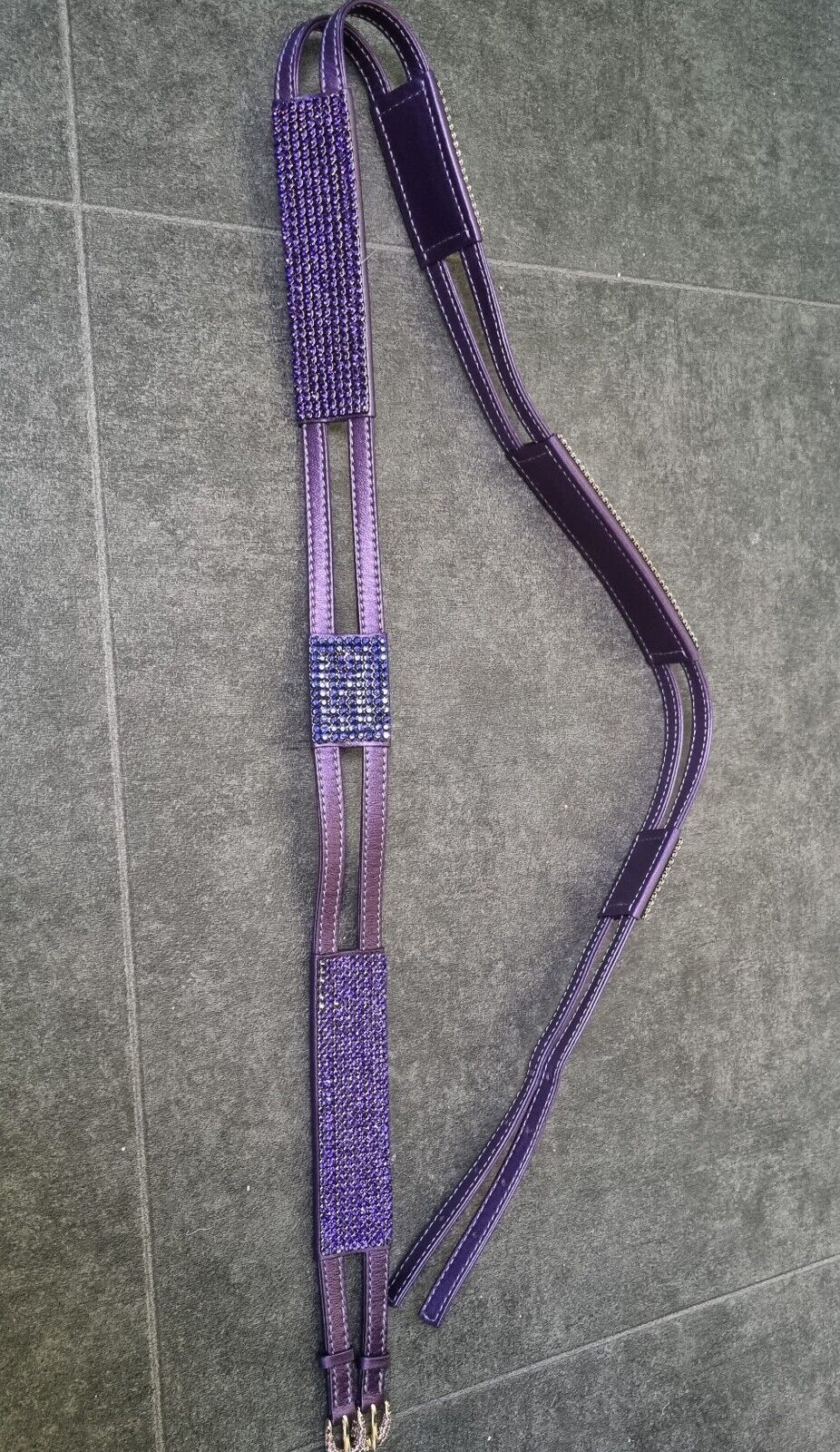 Fantastic Swarovski  Women's Leather and Crystal Purple Belt Size M/L