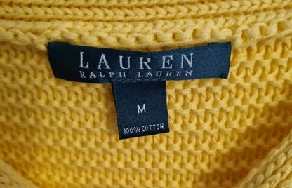 Ralph Lauren Women's Yellow Knit Jumper Pullover 100% Cotton Size M