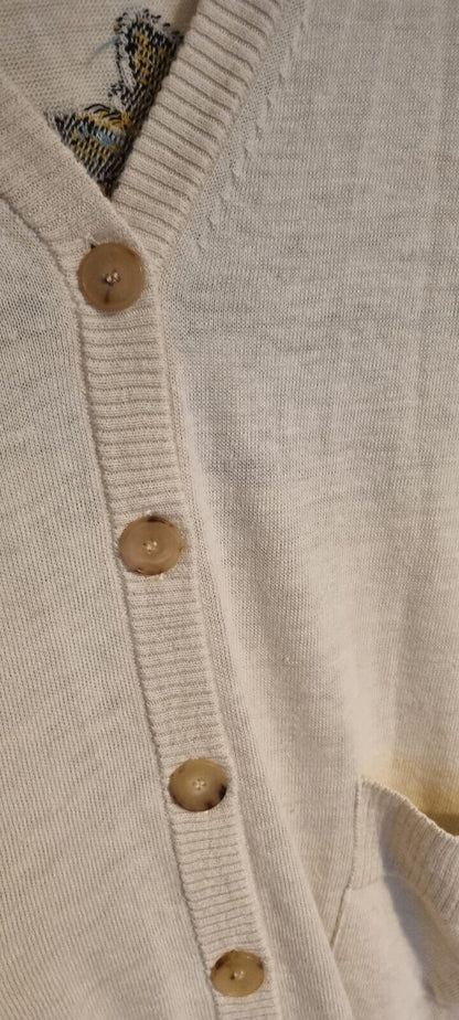 BNWT Etro Women's Ivory Long Knit Alpaca Mix Cardigan With Gorgeous Logo Design