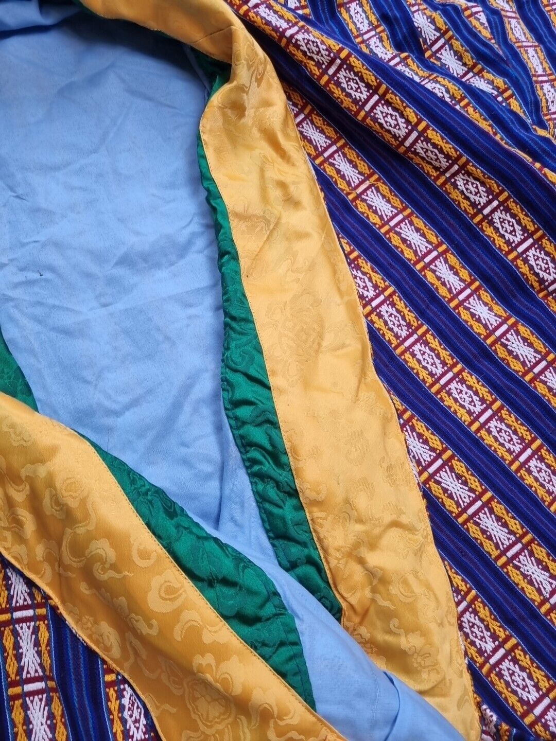 Men's Vibrant Blue Heavyweight Handmade, Lined Silk Kimono One Size