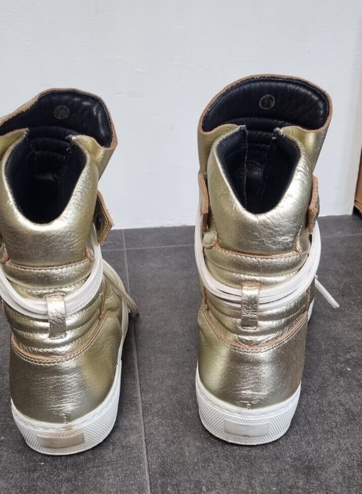 Ylati Women's Gold Hightop Sneakers, Trainers Size 38