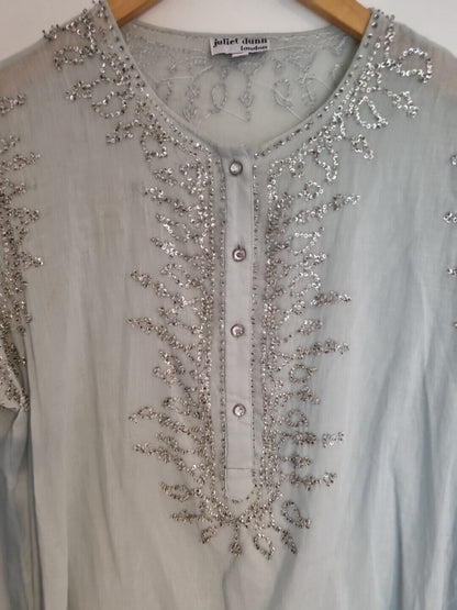 Juliette Dunn Women's 100% Cotton Pale Blue Beaded Kaftan Size 2