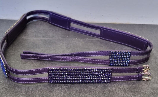 Fantastic Swarovski  Women's Leather and Crystal Purple Belt Size M/L