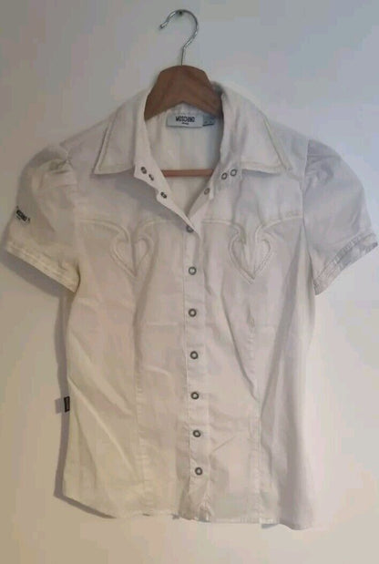 Moschino Jeans Women's Ivory Fitted Blouse Size 42