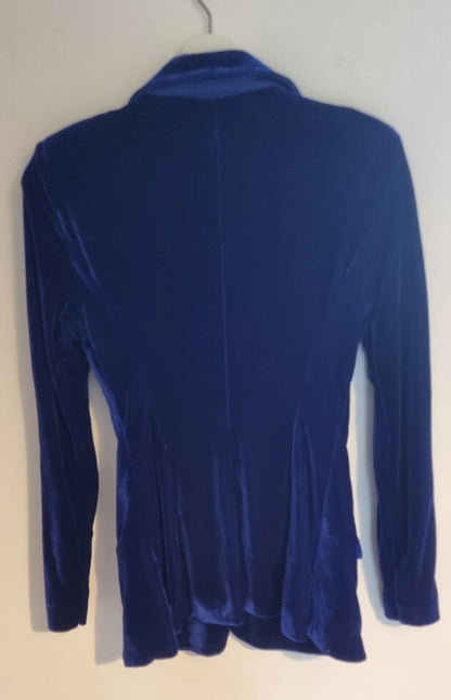Emporio Armani Women's Royal Blue Velvet Blazer Jacket Size 4. Made In Italy