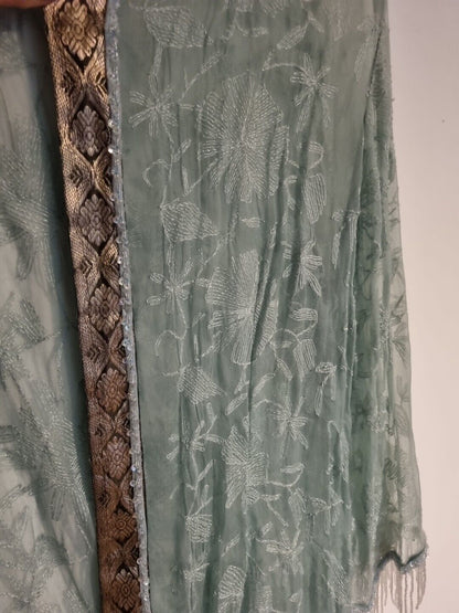 Nina Morris Women's Pale Green  Lace Sheer House Coat One Size