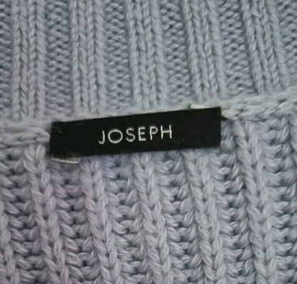 Joseph Women's Blue Chunky Knit Cropped V Neck Pullover, Jumper Size XS