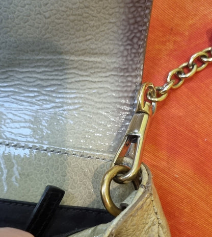 Yves Saint Laurent Women's Oat Colour Patent Leather Handbag, With Dustbag