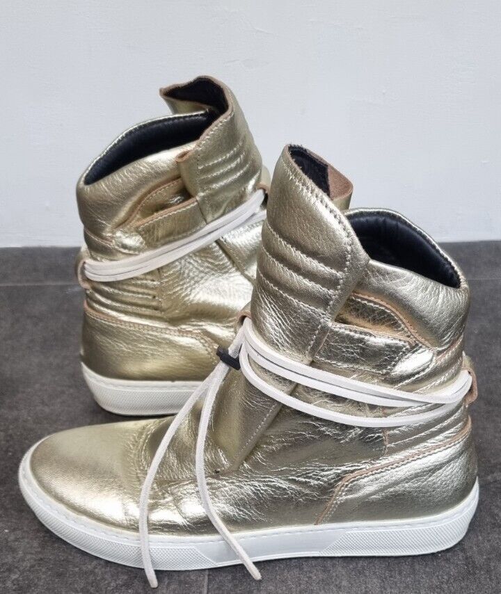 Ylati Women's Gold Hightop Sneakers, Trainers Size 38