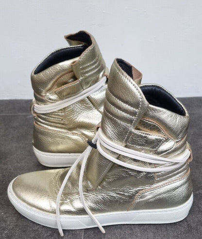 Ylati Women's Gold Hightop Sneakers, Trainers Size 38