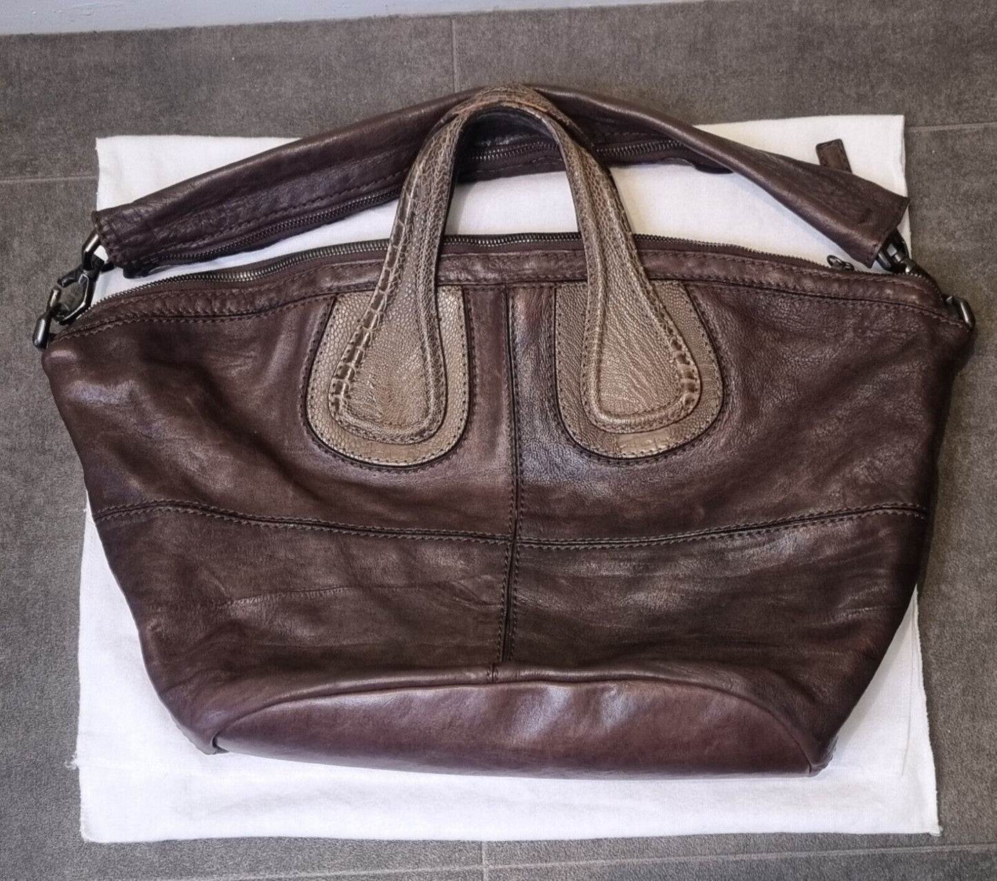 Genuine Two Way Givenchy Women's Brown Leather Shoulder Bag With Logo Dustbag