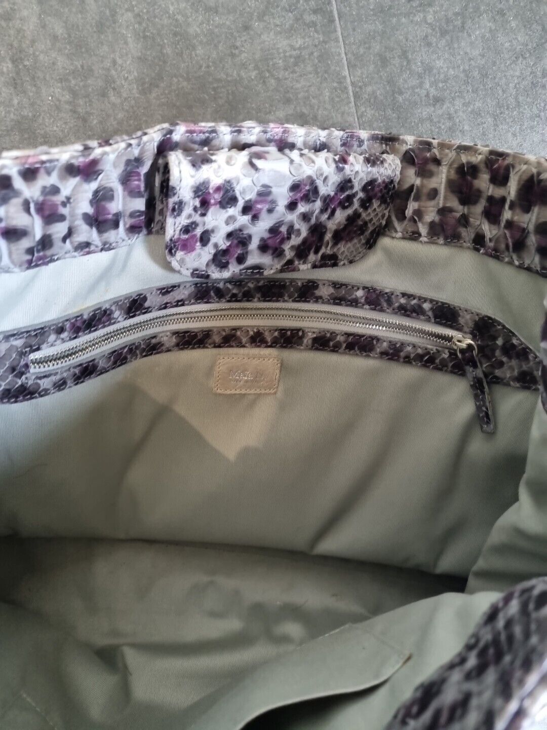 Maia N Women's Purple Leopard Leather Print Tote Bag With Card Of Authenticity