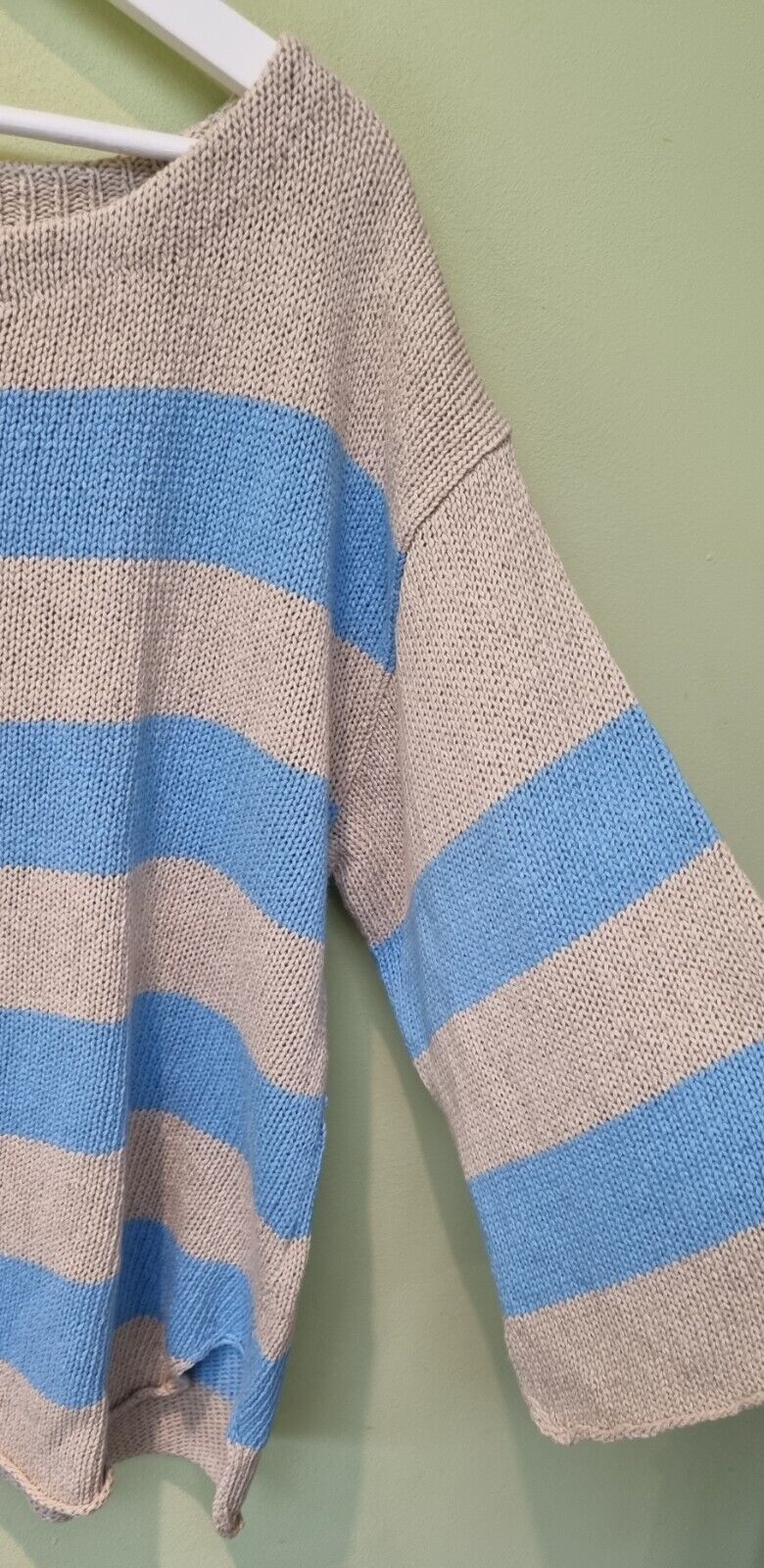 Malene Birger Women's Linen Mix Stripy Blue Jumper Size  XL