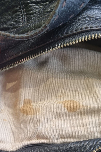 Cole Haan Black Pebble Leather  Handbag with Stitching Detail
