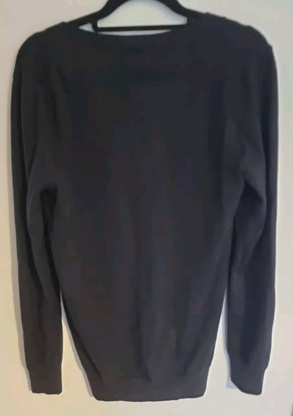 J Crew Women's Black 100% Merino Wool Cardigan With Sequin Pockets Size Small