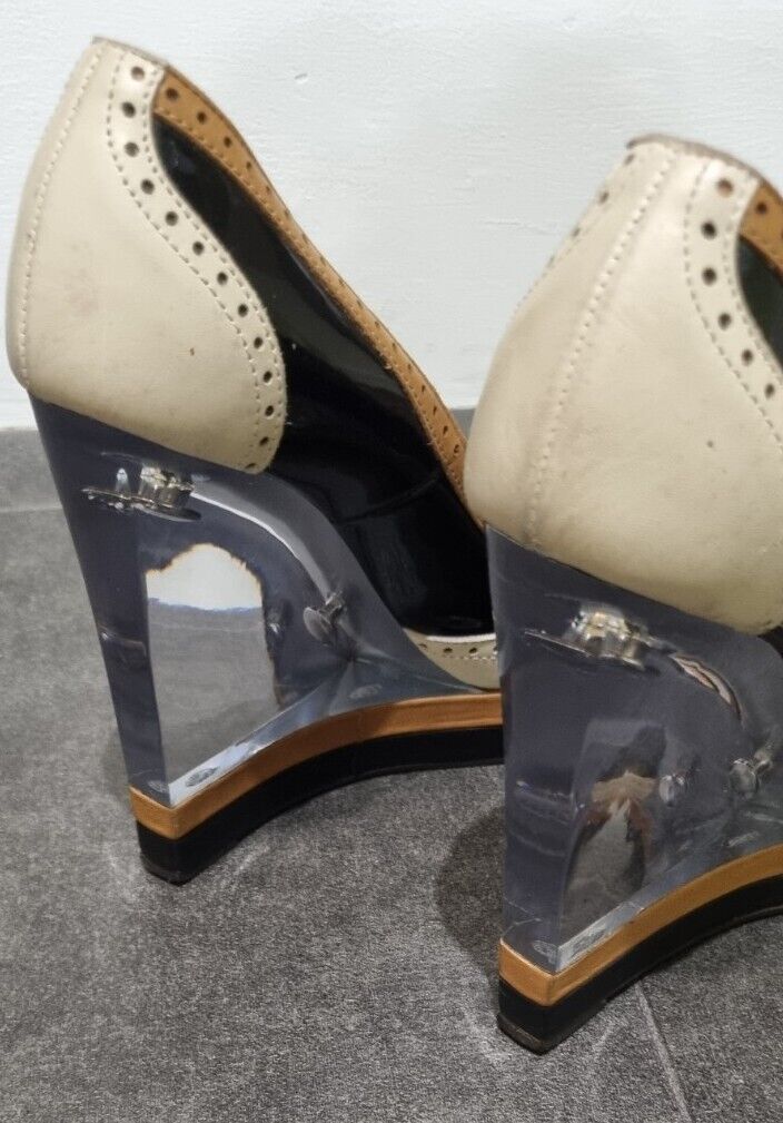 Lanvin Women's Patent Leather Clear Wedge Shoes Size 36