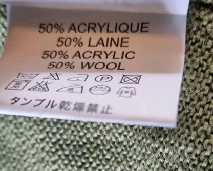 Le Chameau Green 50% Wool Women's Cardigan Size M