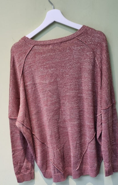 Whistles Women's Pink Glittery Metallic Thread Pullover, Jumper Size 16