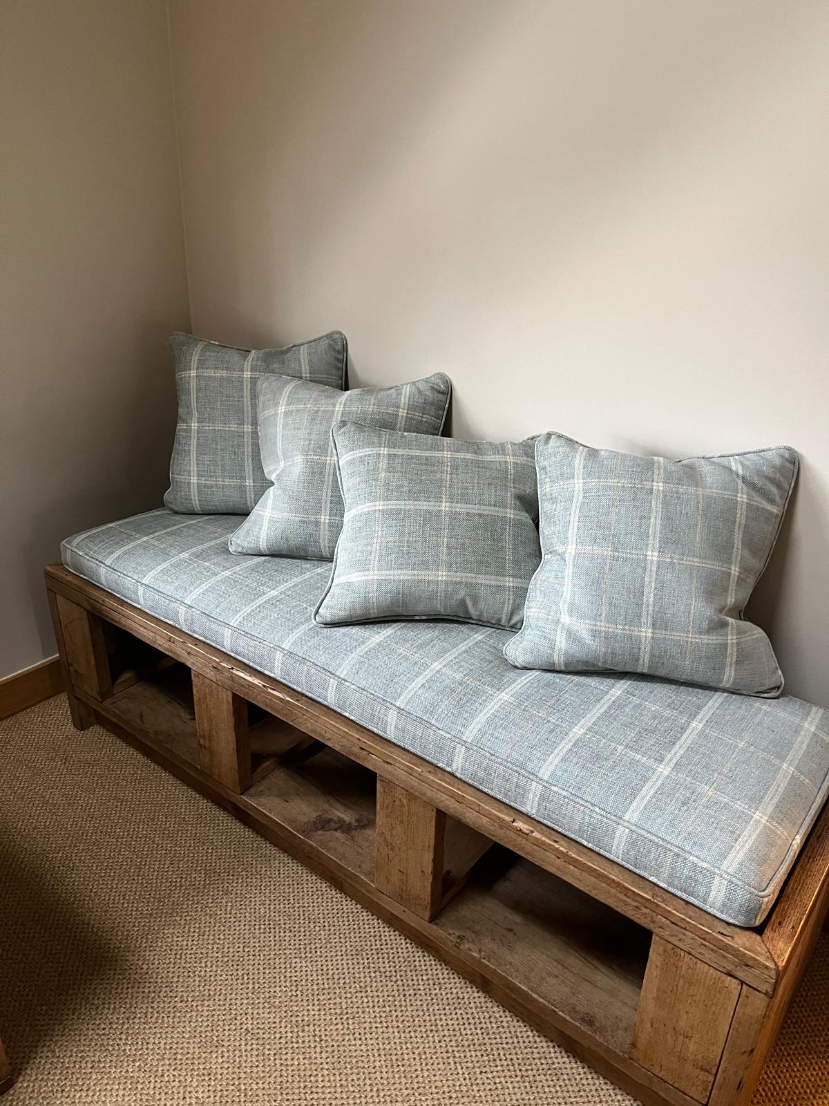 Oak Bench and Cushions