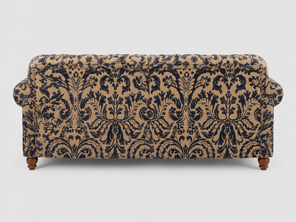 Tetras Tallis Snuggler Damask Vintage Blue & Gold Three Seater Sofa