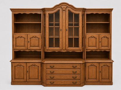 Vintage Oak Hutch with Glass Fronted Cabinets