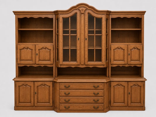 Vintage Oak Hutch with Glass Fronted Cabinets