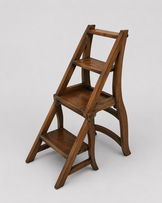 Vintage Metamorphic Wooden Chair Converts to Step Ladder
