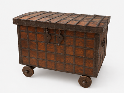 Antique Iron bound Hardwood Travel Trunk