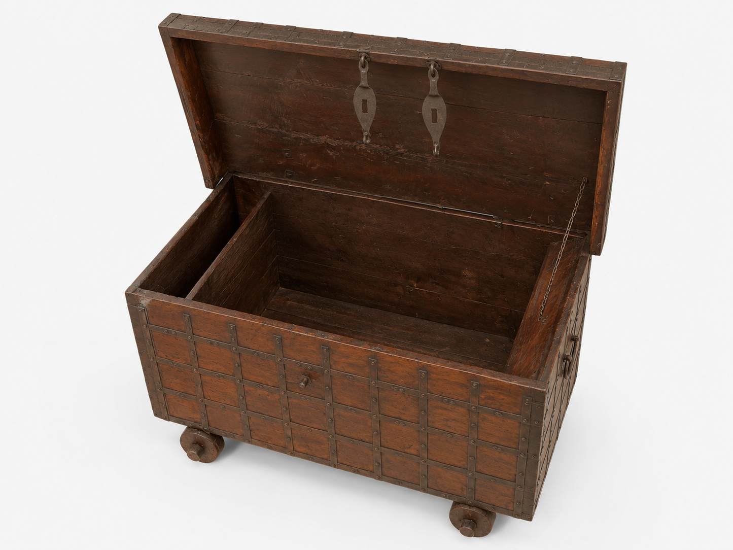 Antique Iron bound Hardwood Travel Trunk