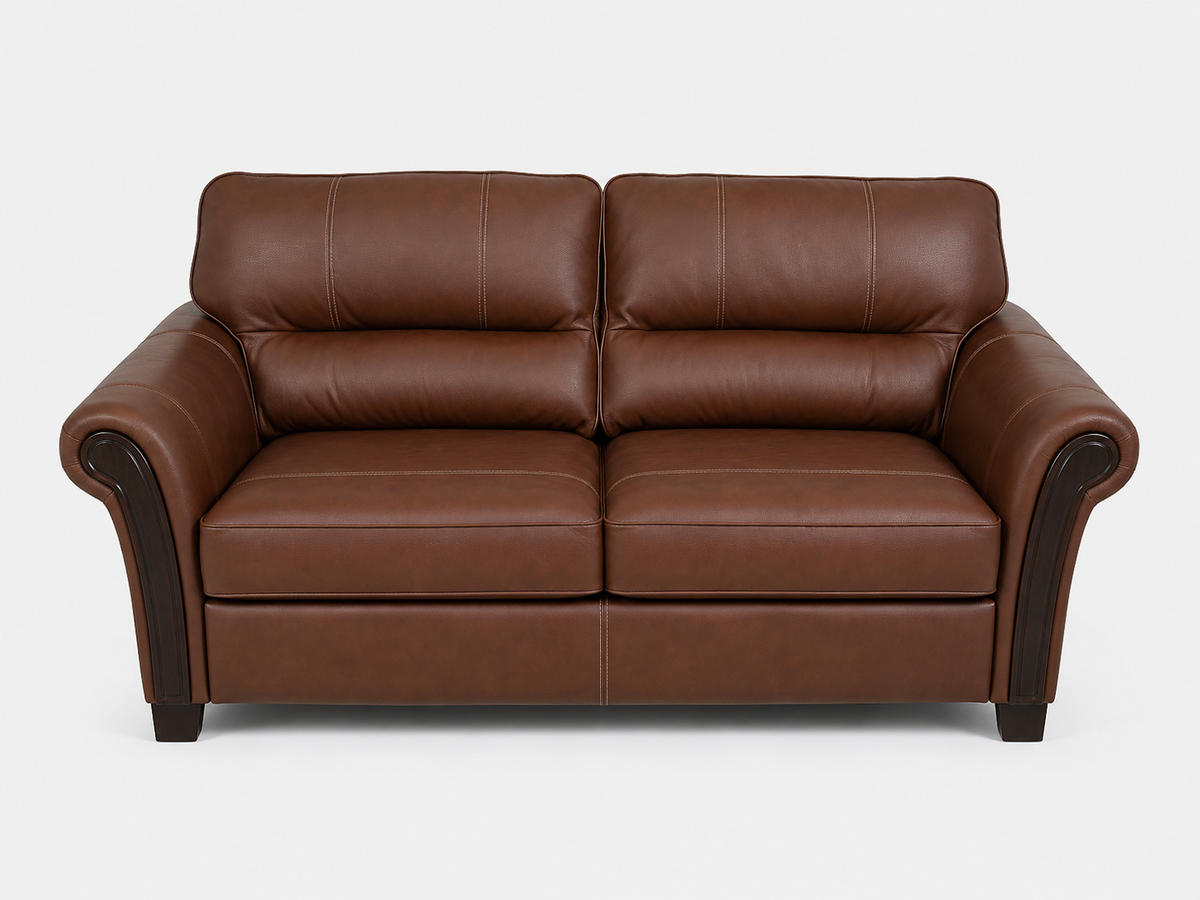 Virtually Brand New Modern Brown Leather Sofabed