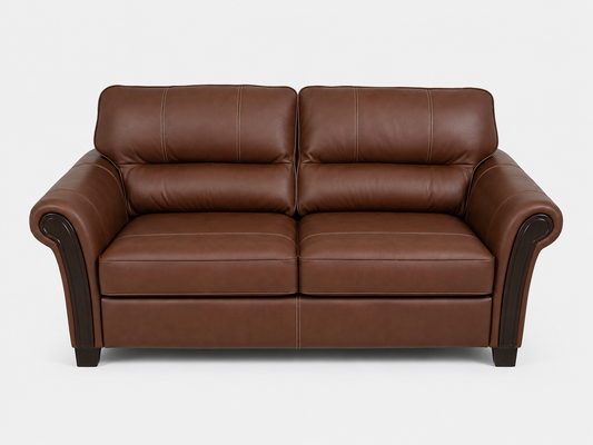 Virtually Brand New Modern Brown Leather Sofabed