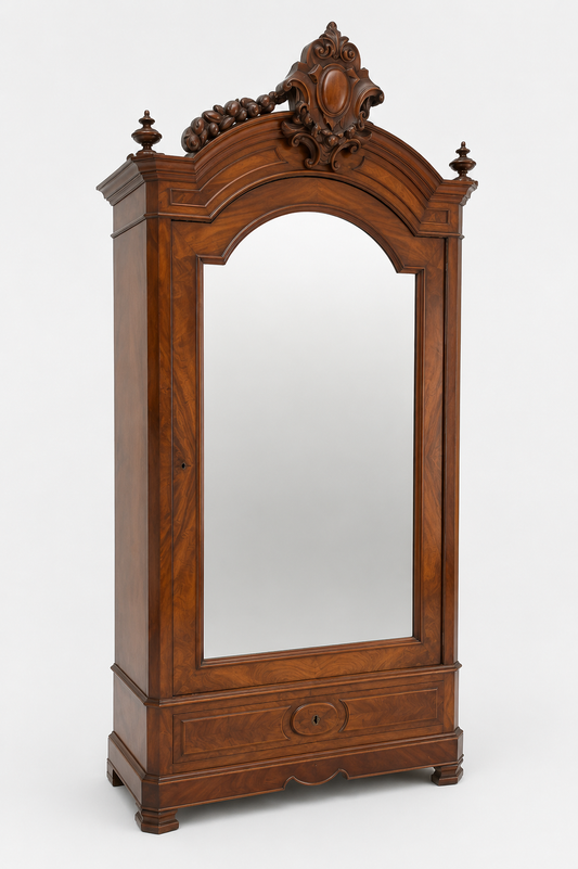 Antique French Mahogany Armore with Mirrored Door