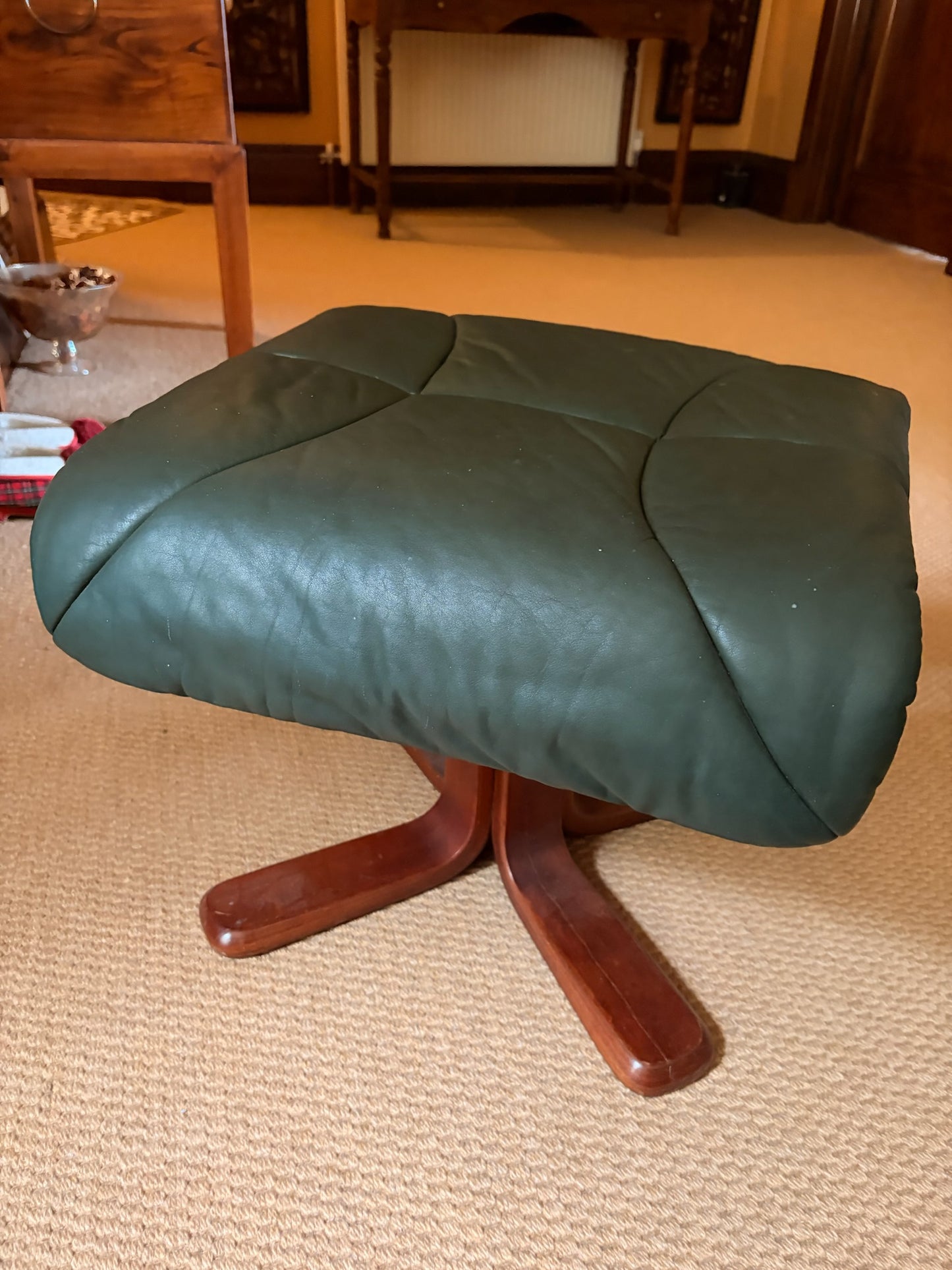 Green Leather Stool