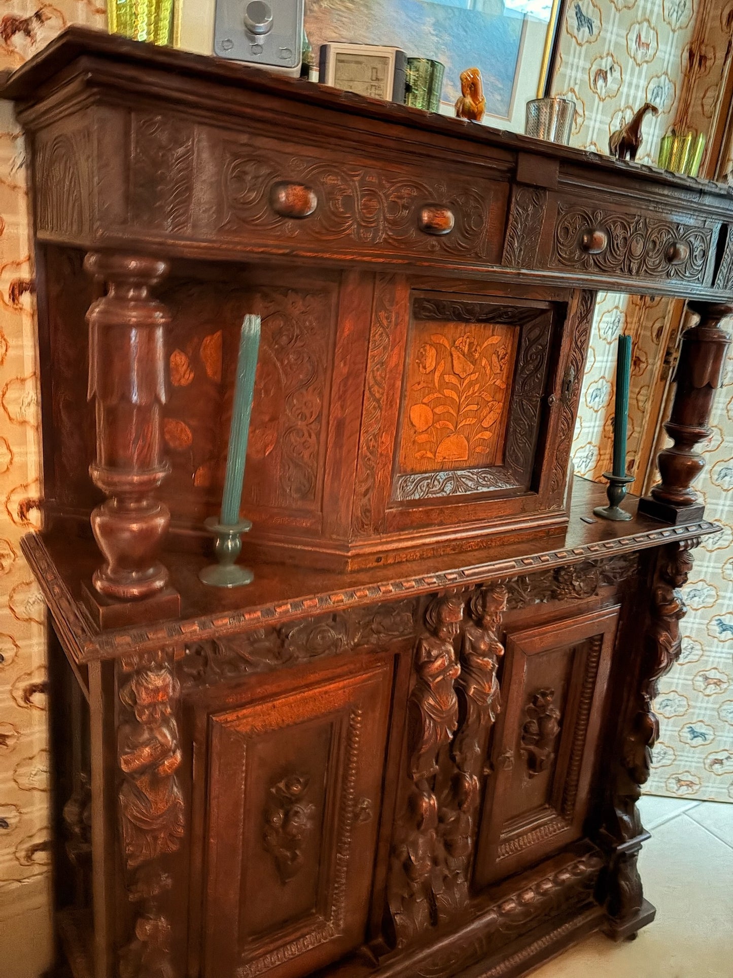 Heavily Carved Oak Court Cupboard