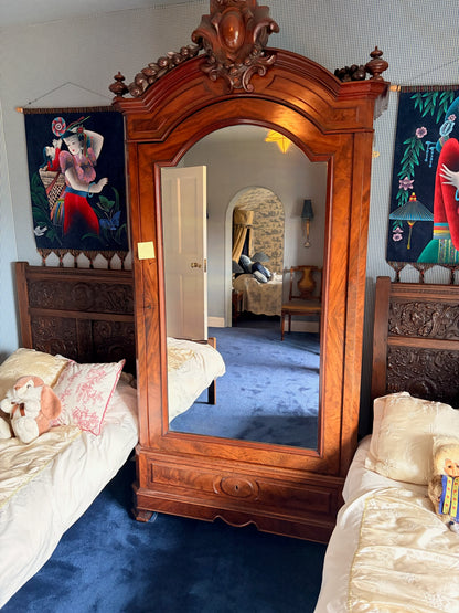 Antique French Mahogany Armore with Mirrored Door