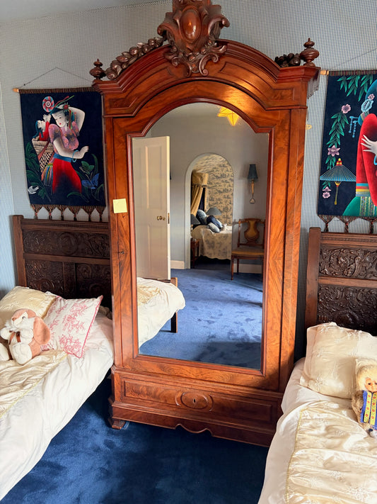 Antique French Mahogany Armore with Mirrored Door