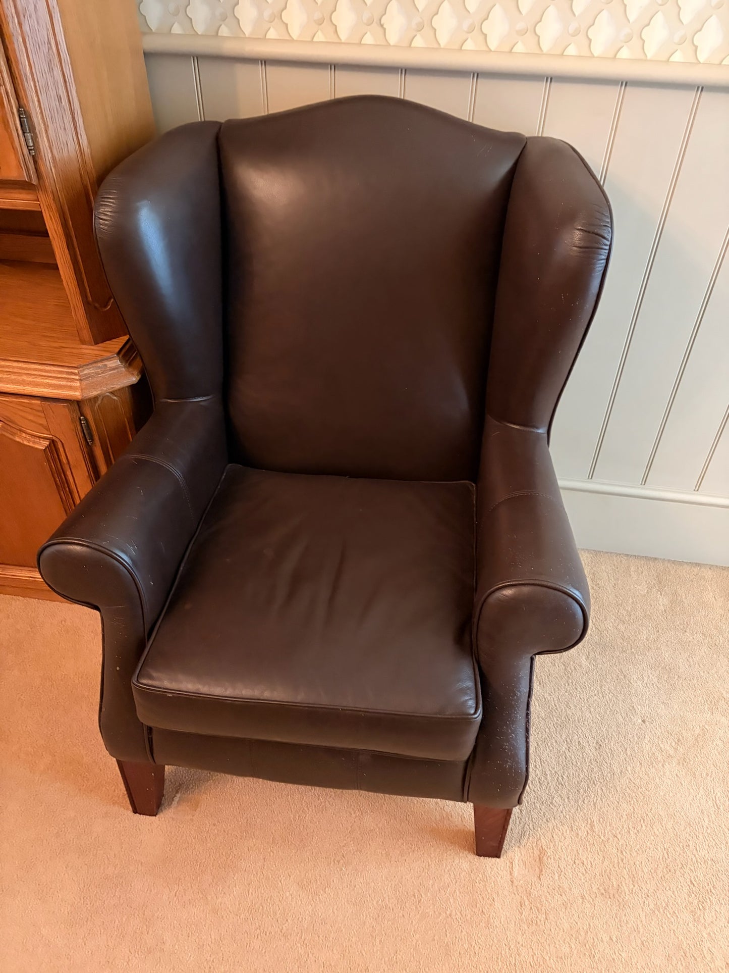 Modern Leather Wingback Chair