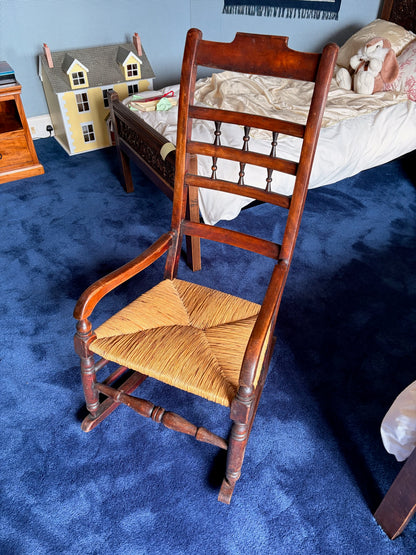Antique American Haker Style Ladder Back Rocking Chair