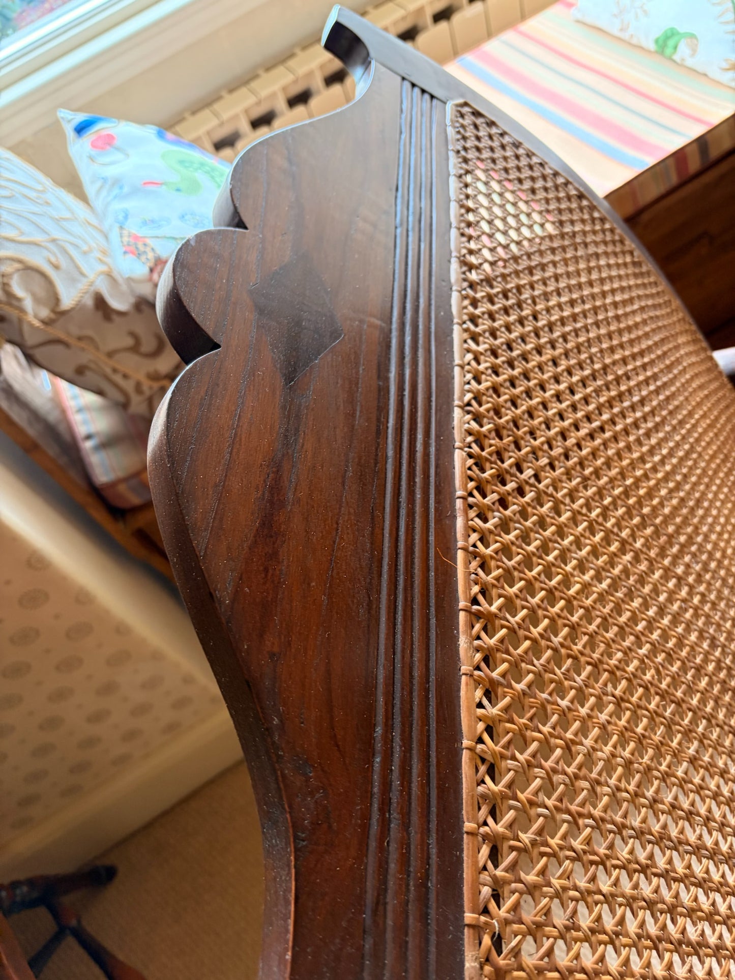 Colonial Style Armchair with Cane Seat