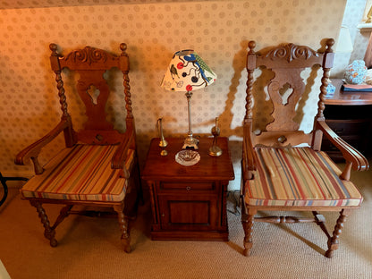Carved Oak Armchair with Barley Twist Legs