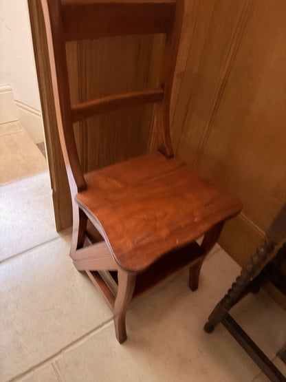 Vintage Metamorphic Wooden Chair Converts to Step Ladder