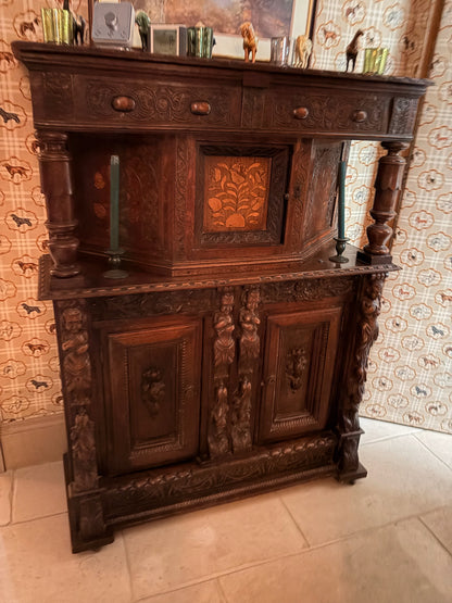 Heavily Carved Oak Court Cupboard
