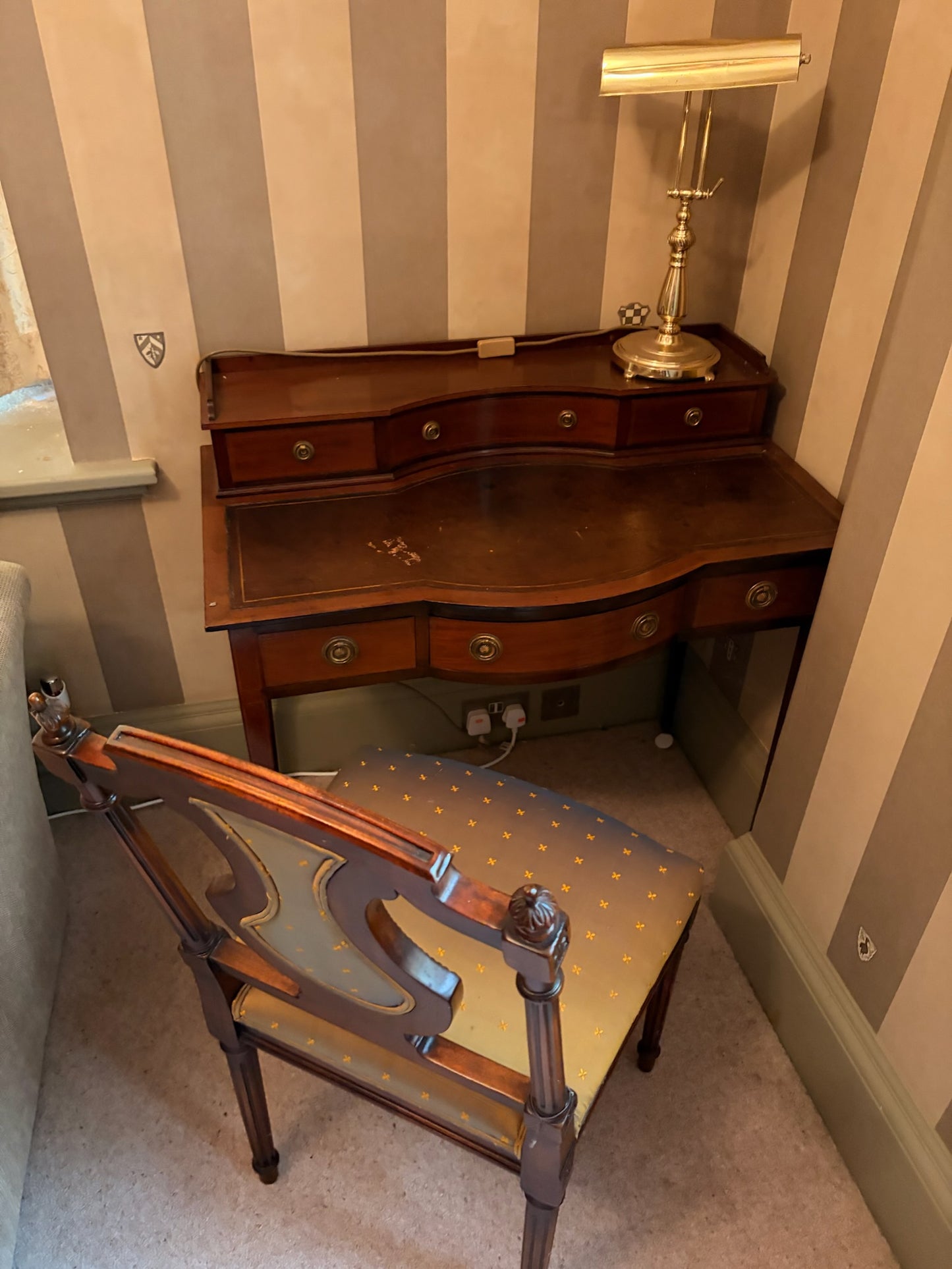 Hepplewhite Style Mahogany Bow Fronted Writing Desk