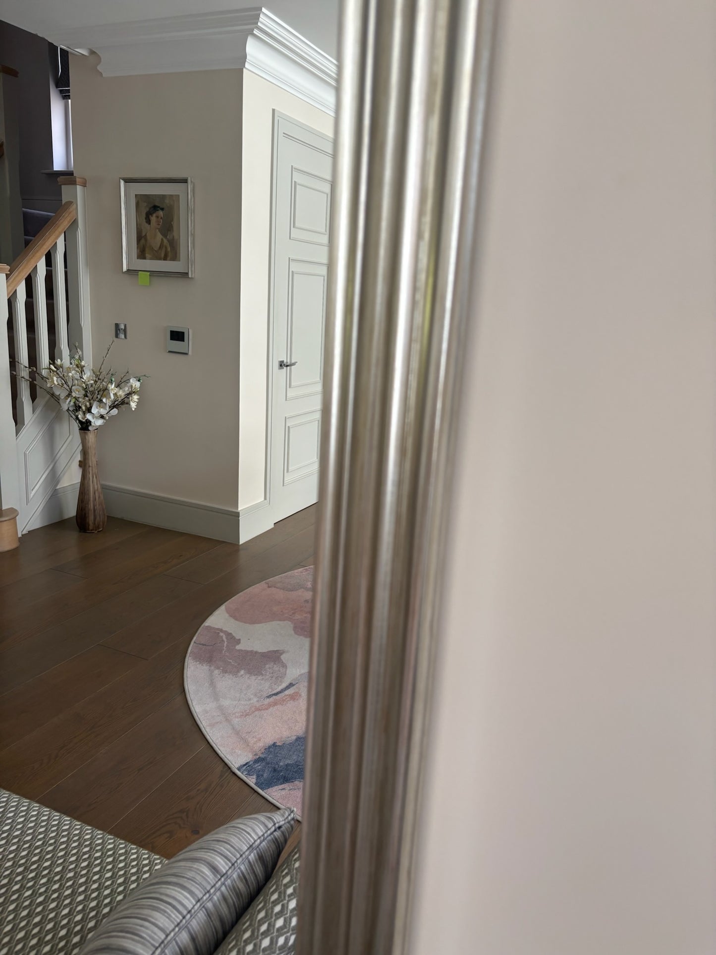 Large Silver Framed Hall Mirror